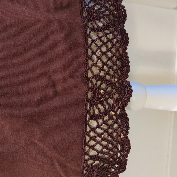 Notations Chocolate Cardi w/Hand Crochet Lace Trim Size Medium - Picture 11 of 16